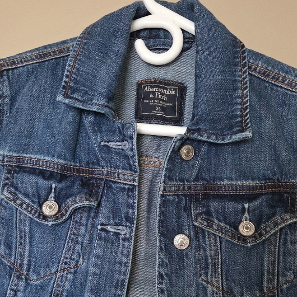Abercrombie & Fitch Blue Button Jean Jacket Cropped Classic Size XS - Picture 2 of 4